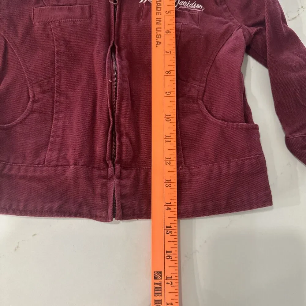 Harley Davidson Kids Girls Maroon Red Full Zip Jacket 3T